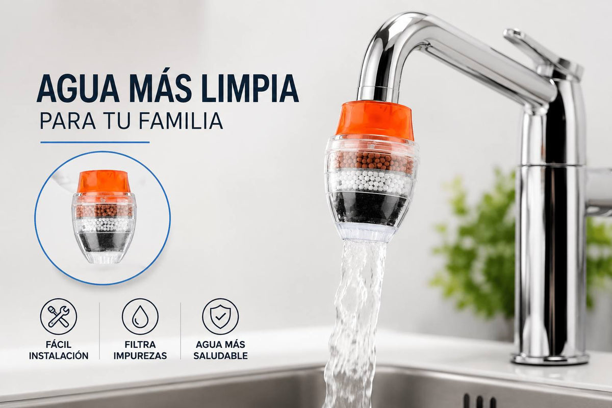 Filtro Purificador De Agua Para Grifo Boquilla Carbón Activado 3 En 1